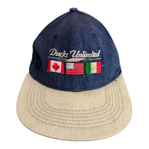 Vintage Ducks Unlimited Flags USA Canada Mexico Adjustable Snapback Hat - Picture 1 of 5